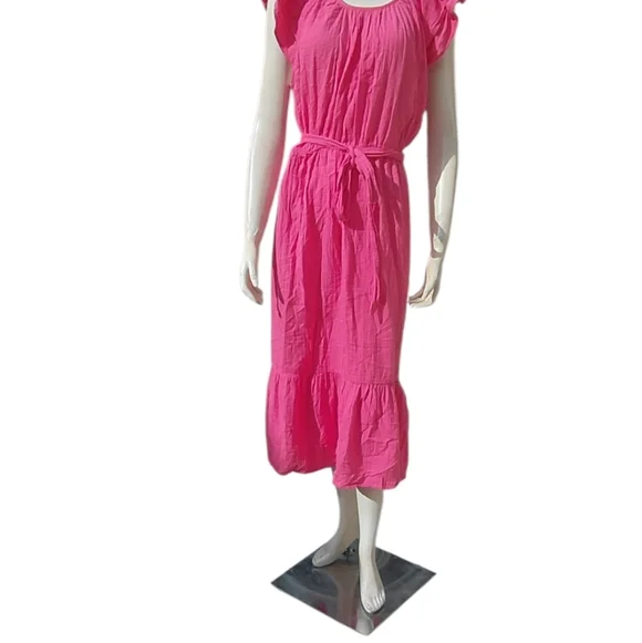 7080....Women's Gap Elegant Pink Ruffle Sleeve Dress Size Large - Picture 4 of 4